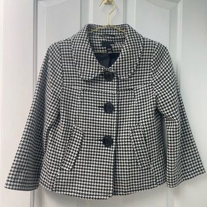 S/M H&M Black & White Houndstooth Short Peacoat Jacket